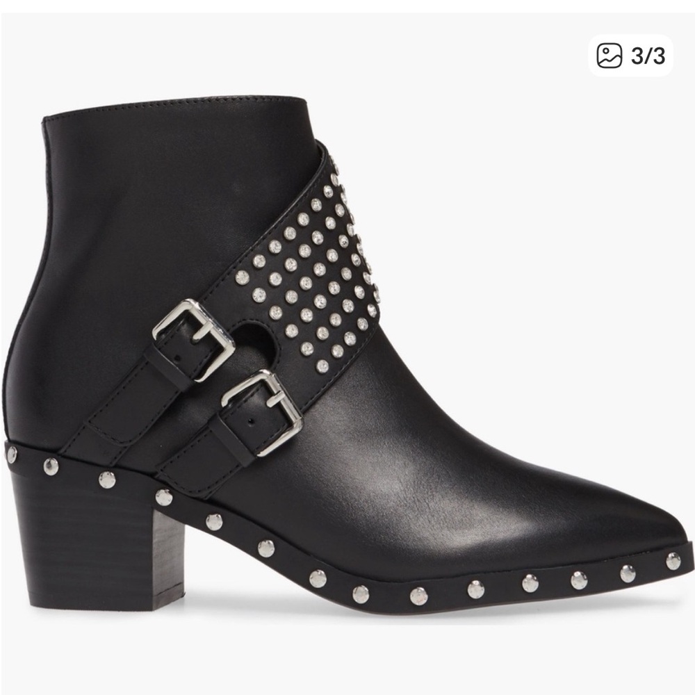 Kurt Geiger Black Studded Leather Ankle Boots